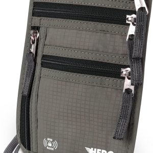 HERO Neck Wallet – RFID Blocking Passport Holder – Easy to Conceal Travel Pouch